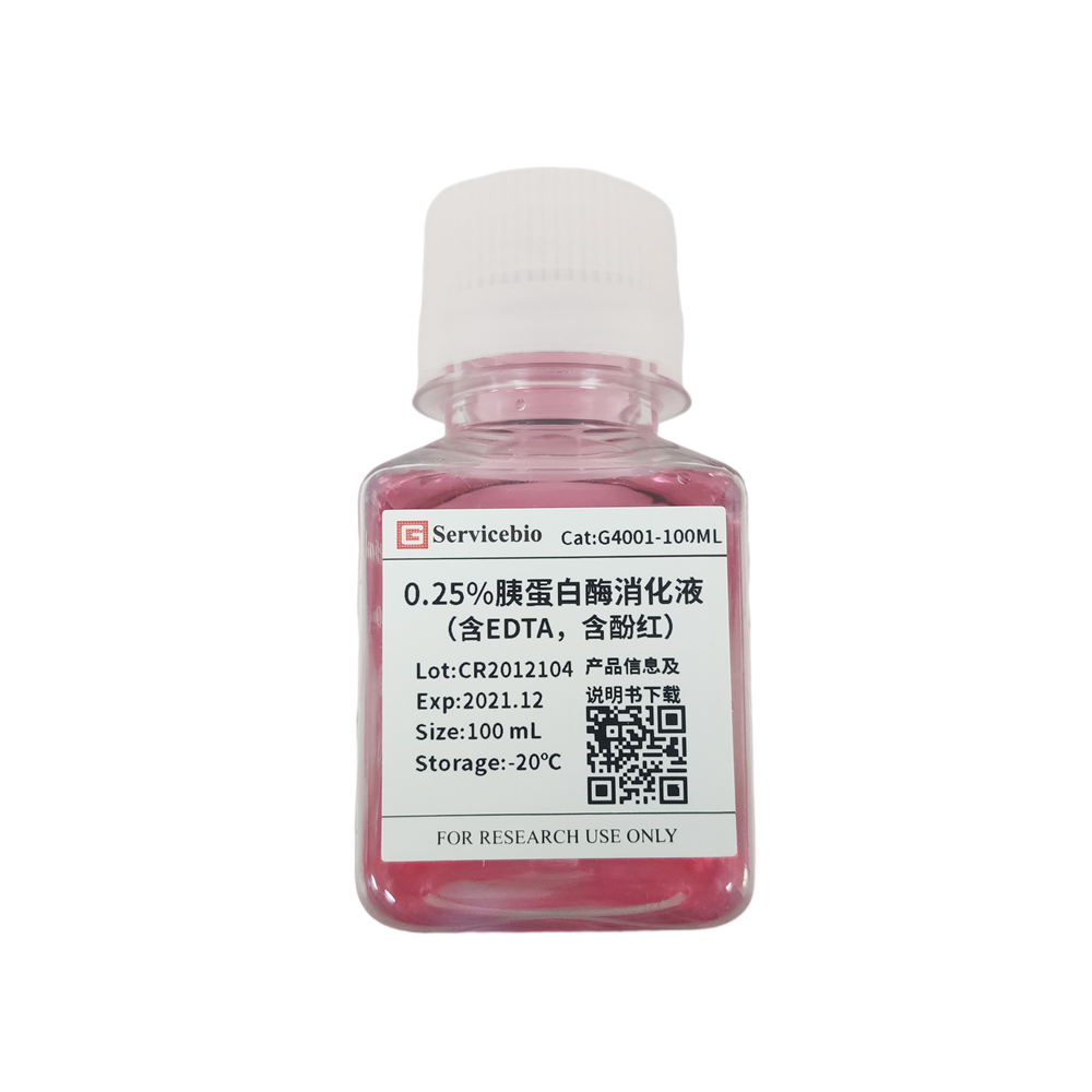 G4001-100ml 100 ml 0.25% de solución de digestión de tripsina-EDTA con fenol rojo